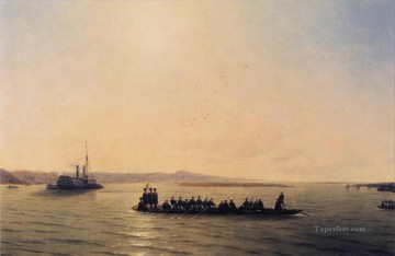  Alexander Oil Painting - alexander ii crossing the danube 1878 Romantic Ivan Aivazovsky Russian
